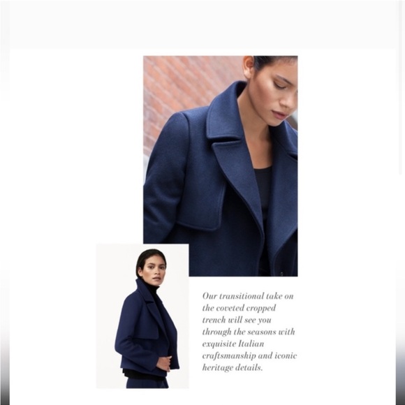 Cuyana | NWOT Cropped Wool Trench Coat Navy Small - Picture 2 of 10